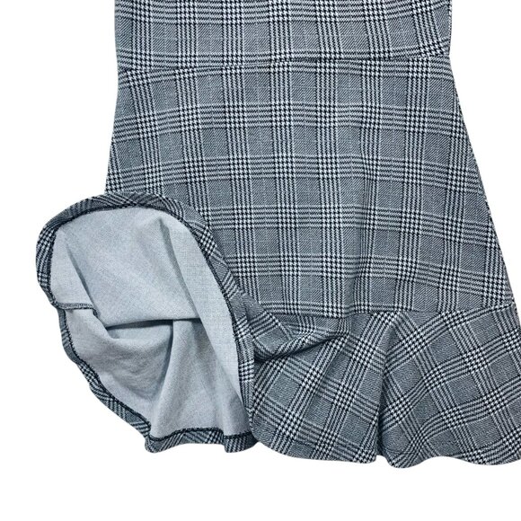 Gap Plaid Fit and Flare Peplum Dress in Ponte, Sz 10 Black plaid - Picture 8 of 16